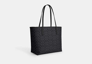 City Tote Bag In Signature Canvas - Gunmetal/Charcoal/Black