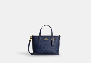 City Mini Tote Bag In Signature Canvas - Gold/Navy