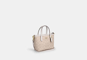 City Mini Tote Bag In Signature Canvas - Gold/Sand/Chalk
