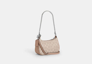 Teri Mini Crossbody Bag In Signature Canvas - Silver/Sand/Taupe