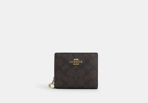 Snap Wallet In Signature Chenille - Gold/Walnut/Black