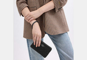 Corner Zip Wristlet - Silver/Black/Black
