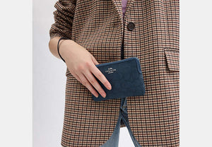 Corner Zip Wristlet - Silver/Denim/Dark Denim