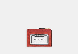 Mini Skinny ID Case In Signature Chenille - Gold/Crimson
