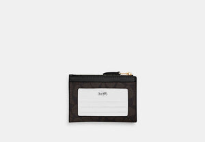 Mini Skinny ID Case In Signature Chenille - Gold/Walnut/Black