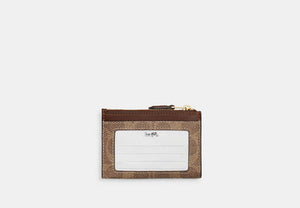 Mini Skinny ID Case In Signature Chenille - Gold/Tan/Brown