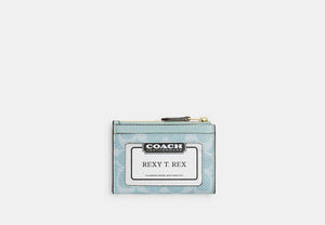 Mini Skinny ID Case In Signature Chenille - Gold/Light Blue