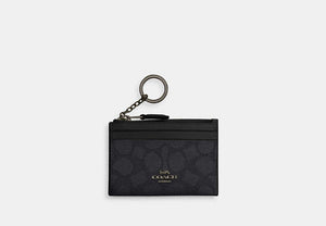 Mini Skinny ID Case In Signature Chenille - Gunmetal/Charcoal/Black