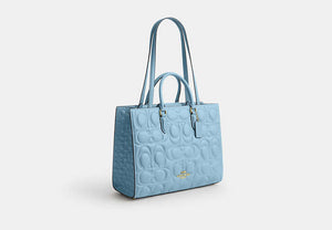 Maggie Tote Bag In Signature Leather - Gold/Azure