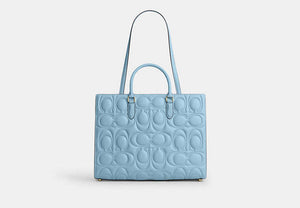 Maggie Tote Bag In Signature Leather - Gold/Azure