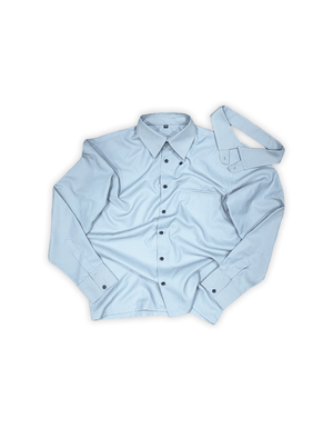 DETACH COLLAR SHIRT IN ASH BLUE - YB
