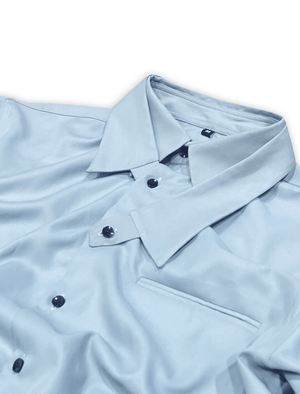 DETACH COLLAR SHIRT IN ASH BLUE - YB