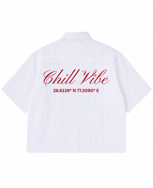 Blue Striped Oxford Boxy Shirt Back Design