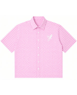 Pink Gingham Oxford Boxy Shirt Front Design