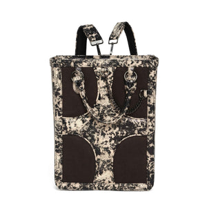 Muddled Shopper Tote cum backpack- Oxidized olive