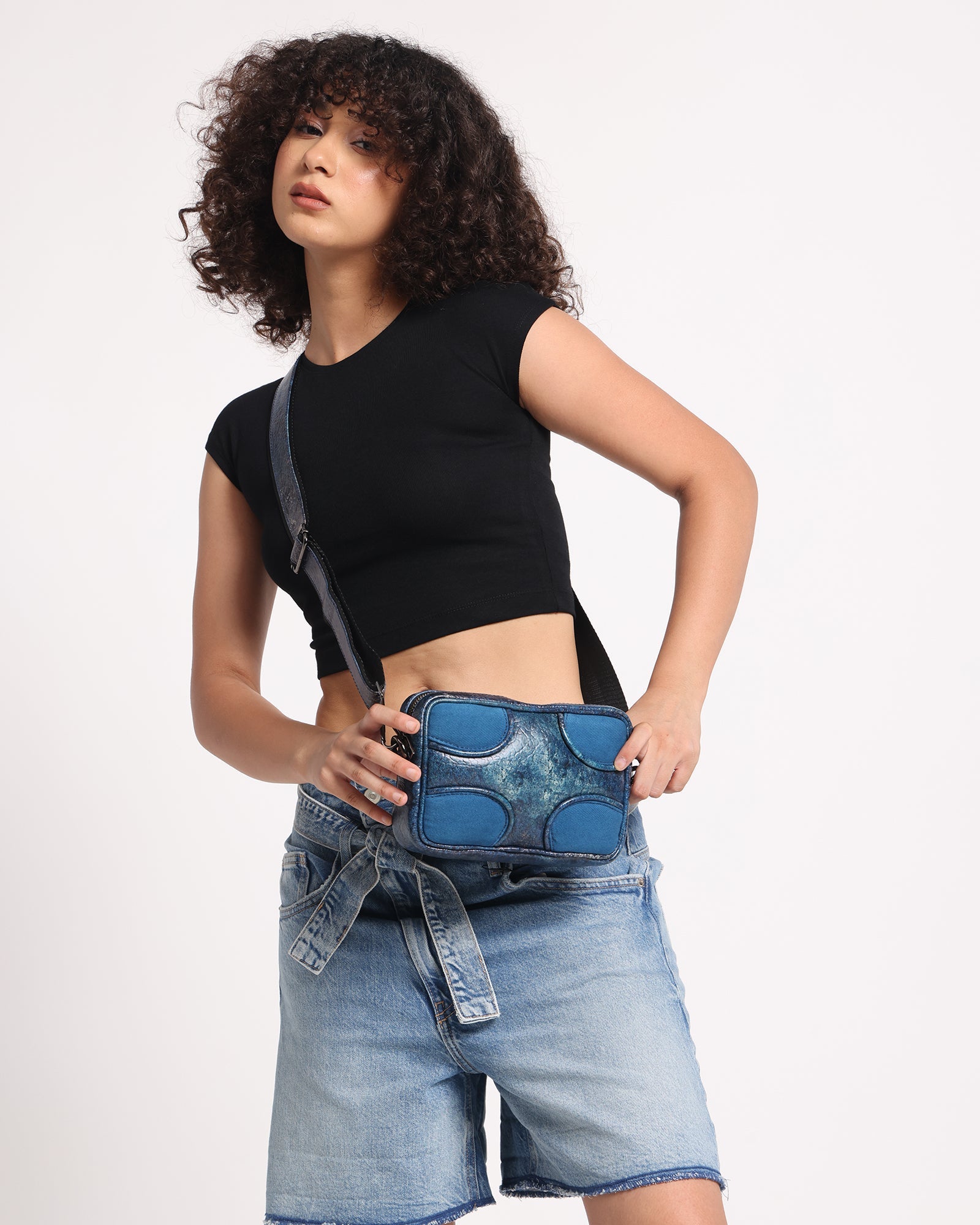 Muddled Unisex Sling Bag - Cracked Indigo - Fetti