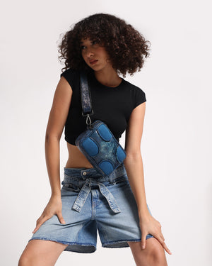 Muddled Unisex Sling Bag - Cracked Indigo - Fetti