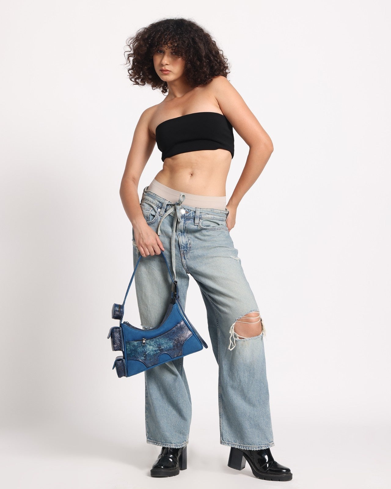 Muddled 3 Pocket Cargo Bag (Small) - Cracked Indigo - Fetti