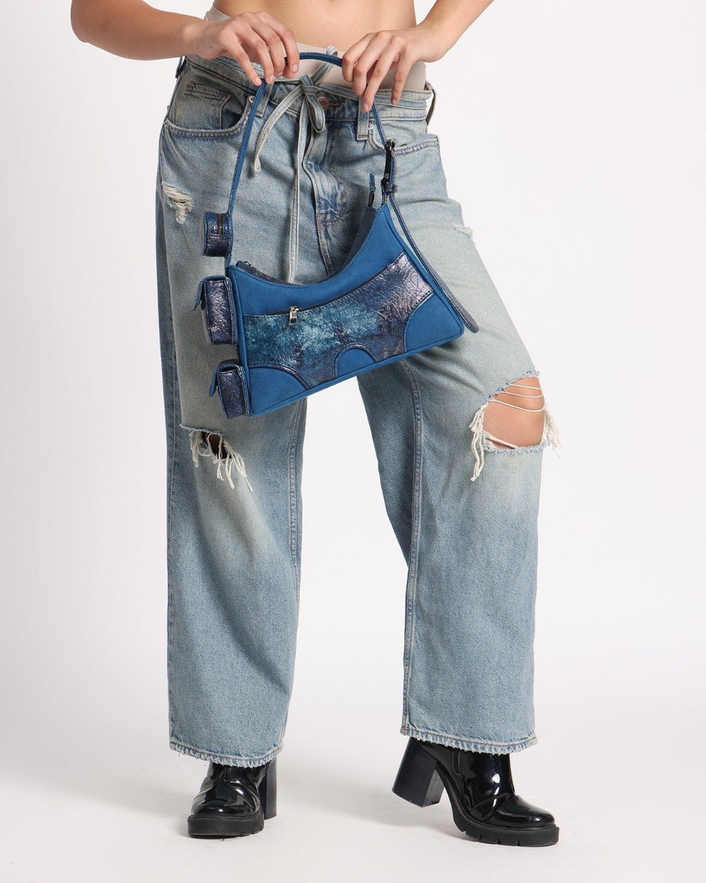 Muddled 3 Pocket Cargo Bag (Small) - Cracked Indigo - Fetti