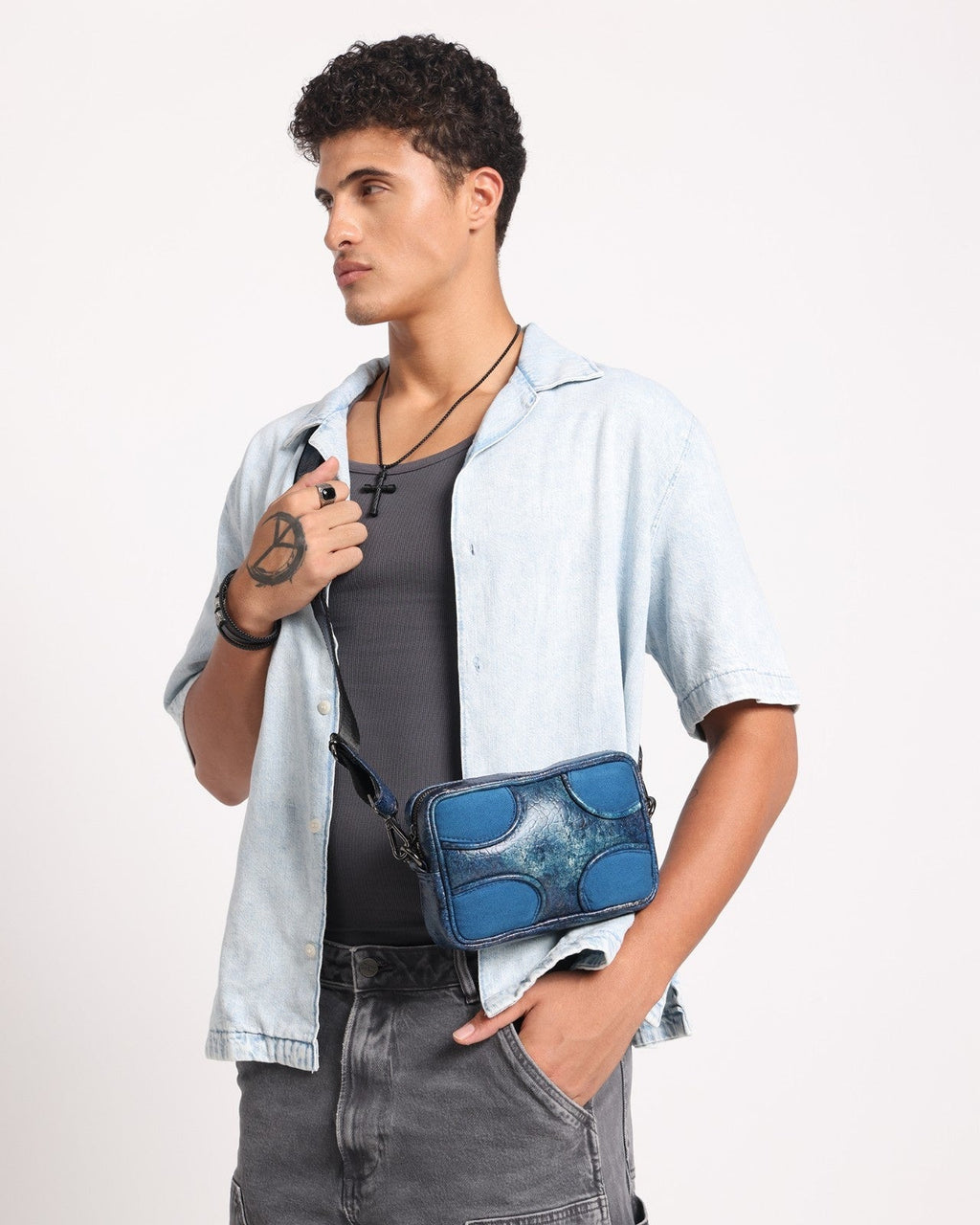Muddled Unisex Sling Bag - Cracked Indigo - Fetti