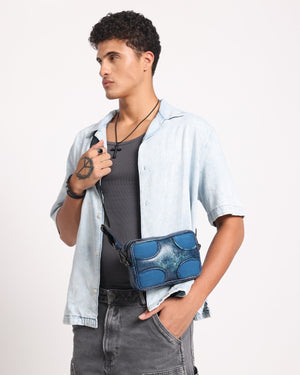 Muddled Unisex Sling Bag - Cracked Indigo - Fetti