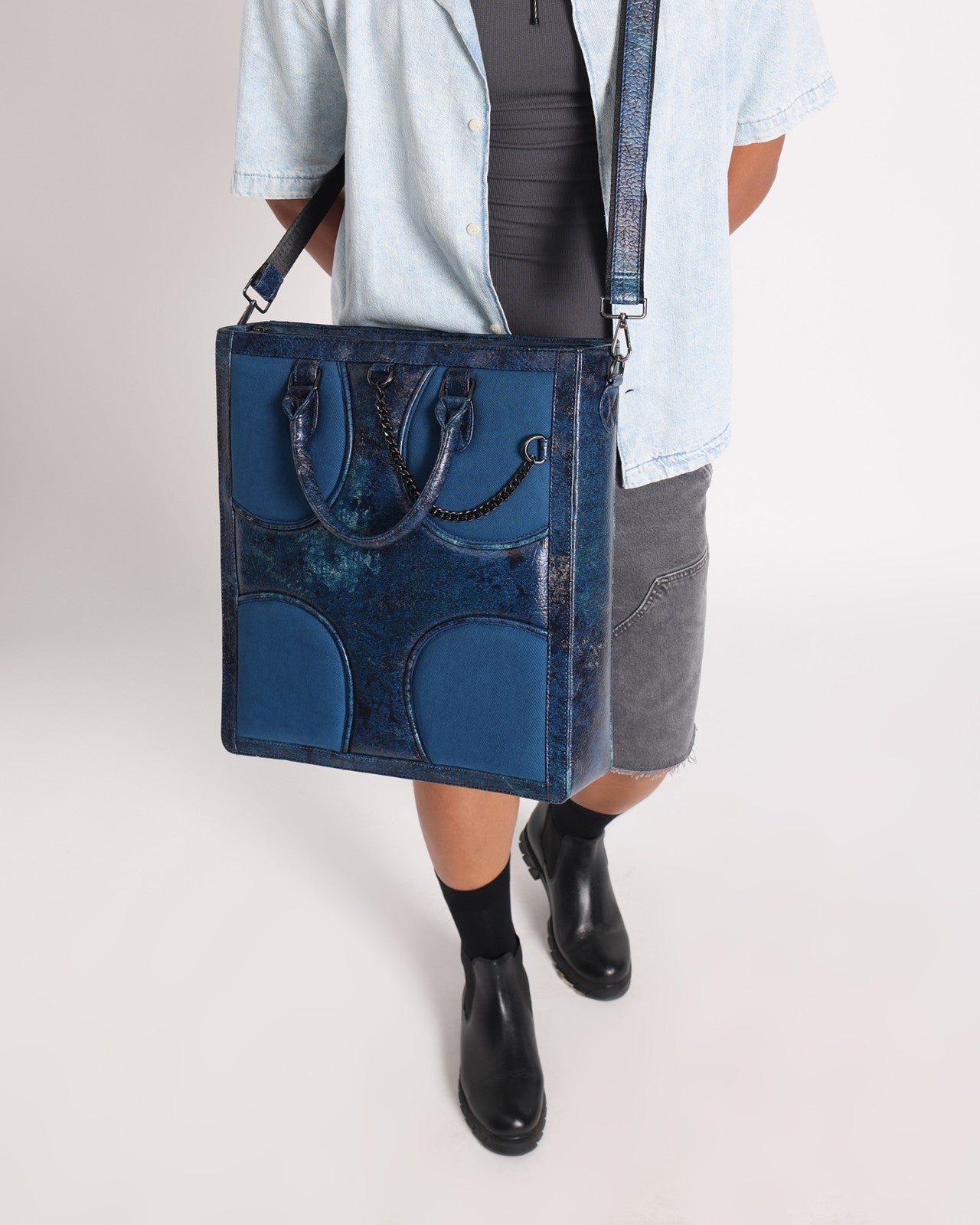 Oversized Muddled Shopper Tote - Cracked Indigo - Fetti