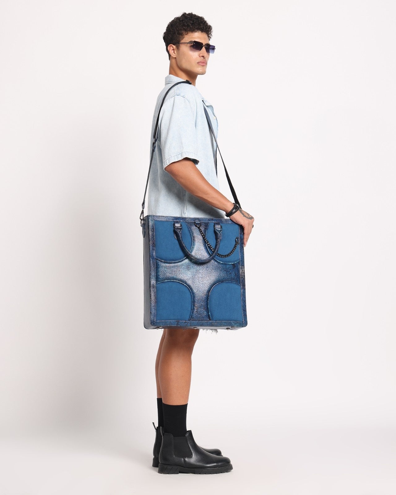 Oversized Muddled Shopper Tote - Cracked Indigo - Fetti