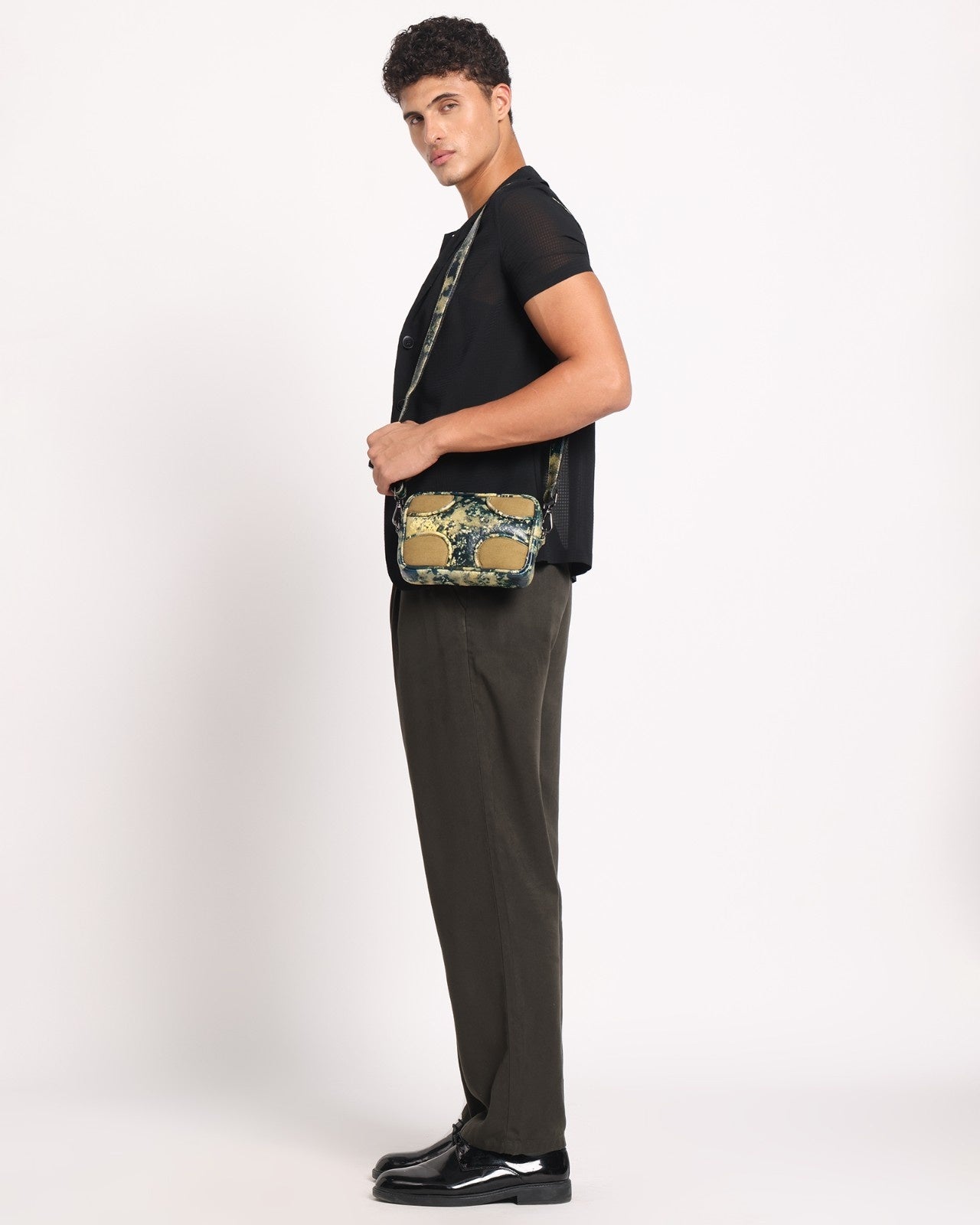 Muddled Unisex Sling Bag - Oxidized Olive - Fetti