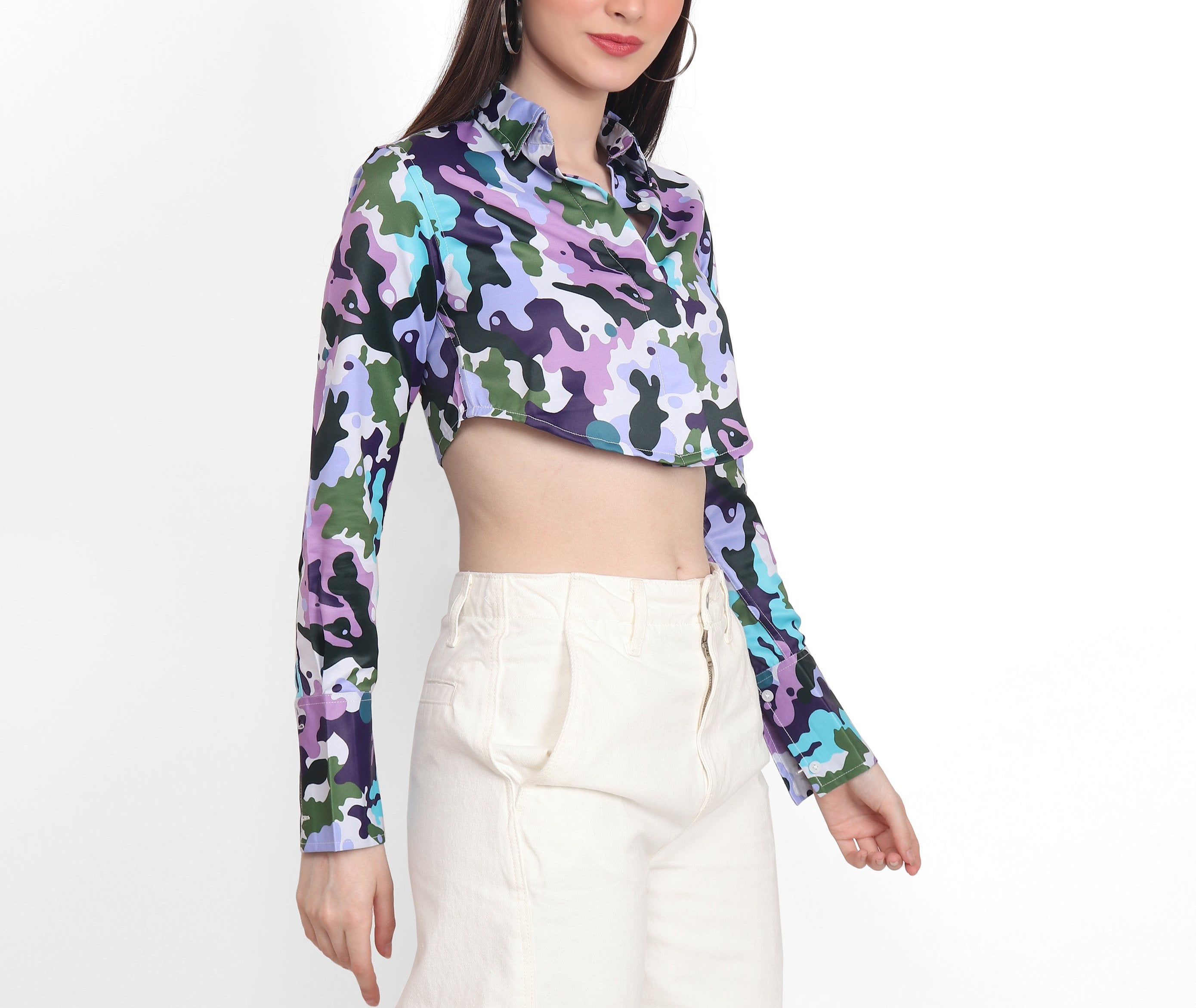 Bubblegum Camo Cropped Shirt