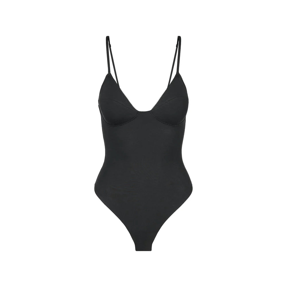 Skims Cotton Shapewear Thong Bodysuit
