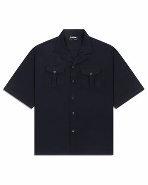 Bowling Shirt - Blue - Evrhood oversized shirt on model