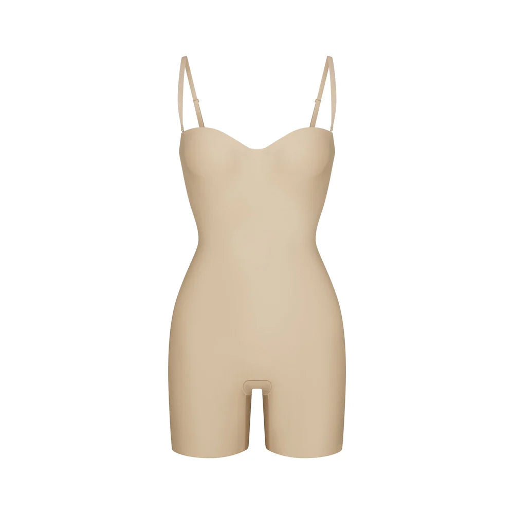 Skims Skims Body Core Sculpt Underwire Mid Thigh Bodysuit Sand