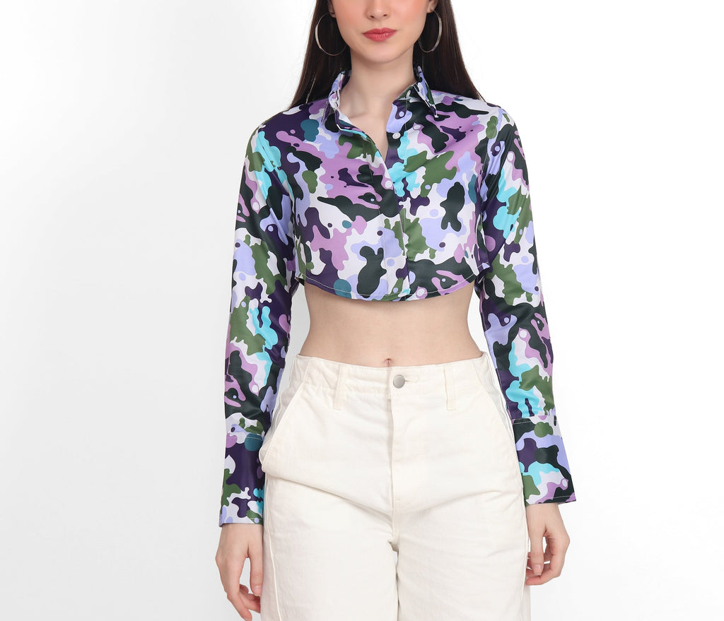 Bubblegum Camo Cropped Shirt