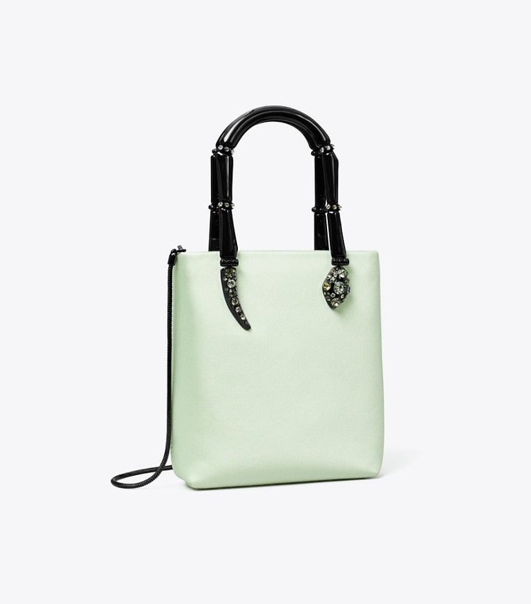 Tory Burch Mini Satin Snake Handle Tote Mint