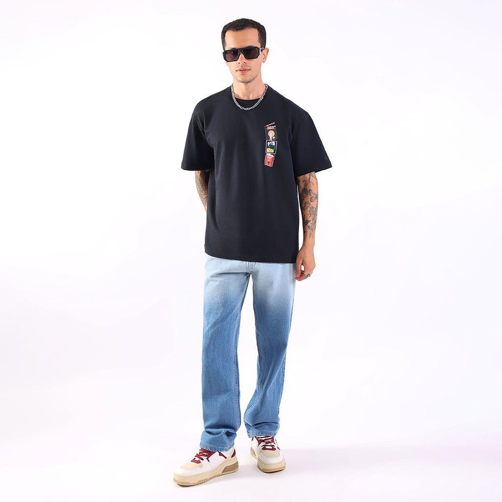 ACTION IN BLACK T-SHIRT