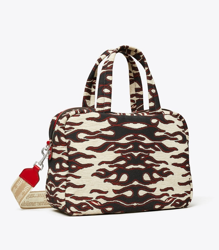 Tory Burch Jacquard Satchel Black/Red