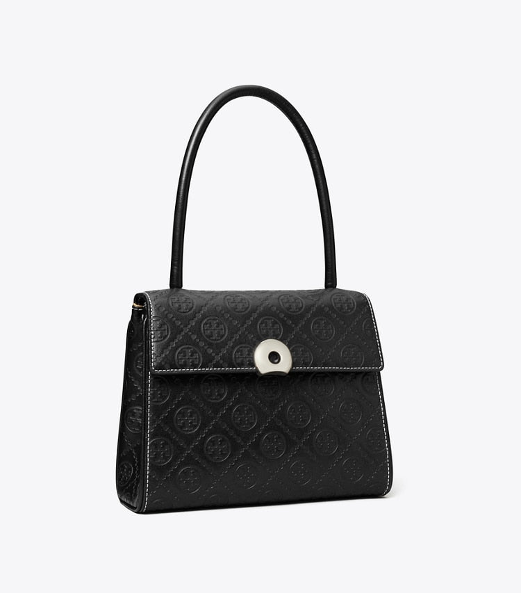 Tory Burch T Monogram Leather Small Deville Bag Black