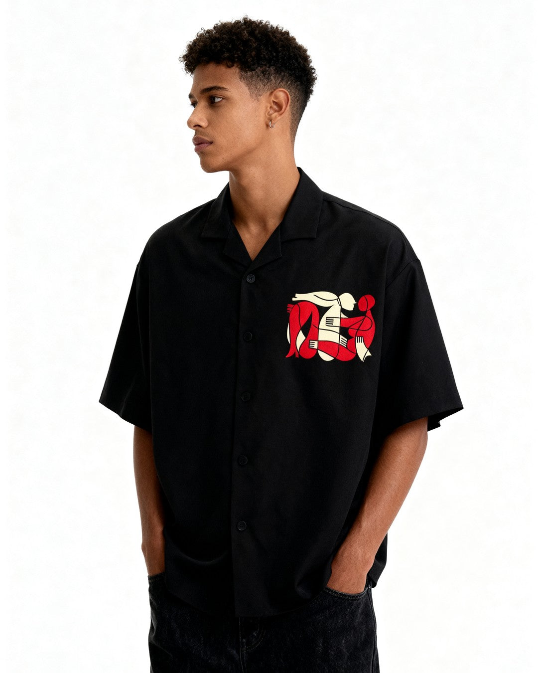 The Abstract Figure Shirt - Black -  Evrhood oversized shirt