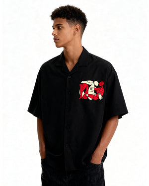 The Abstract Figure Shirt - Black -  Evrhood oversized shirt