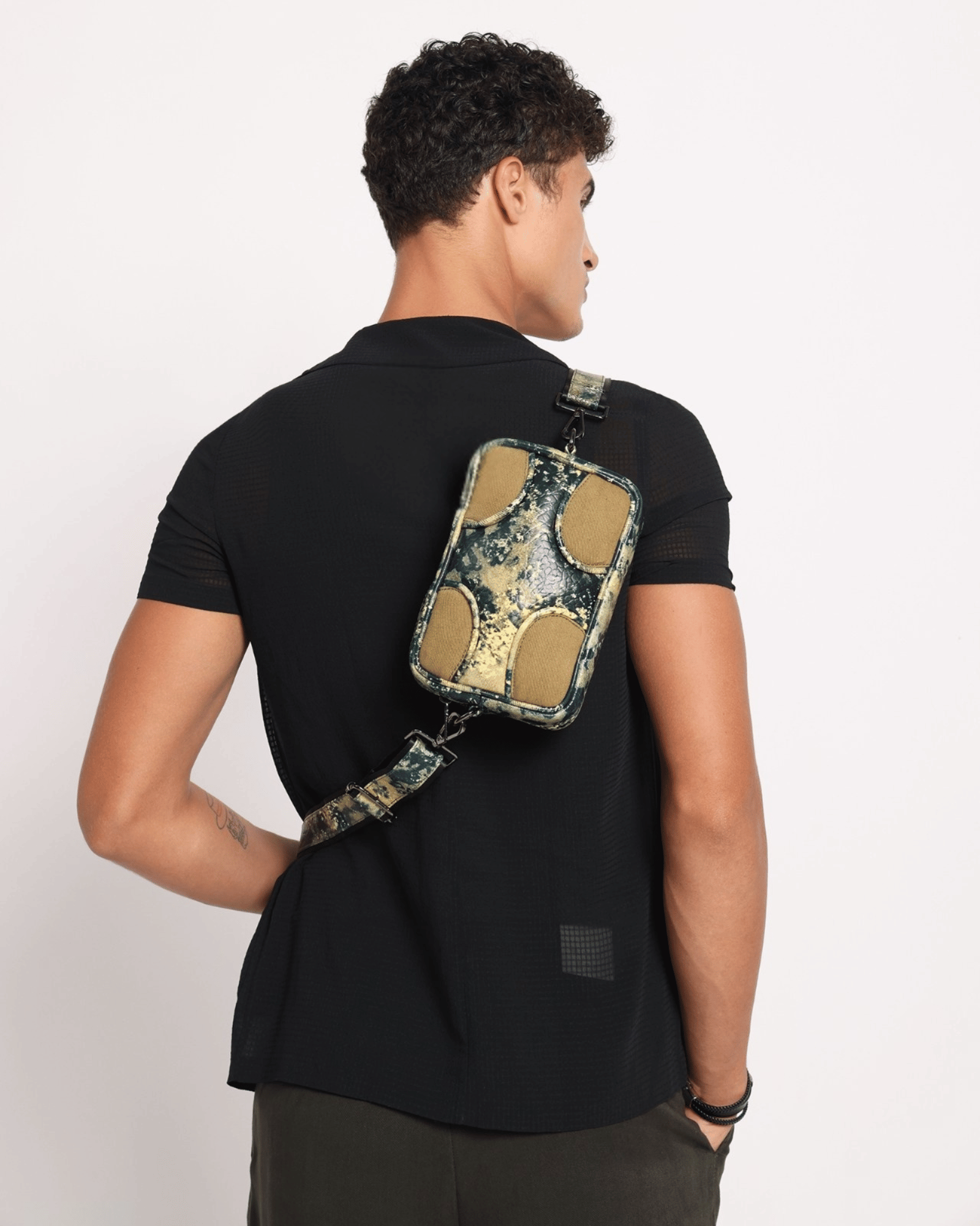 Muddled Unisex Sling Bag - Oxidized Olive - Fetti