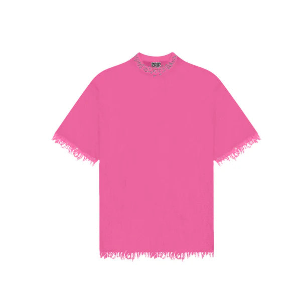 Drip Project  Pink Washed Denim Twill Tshirt
