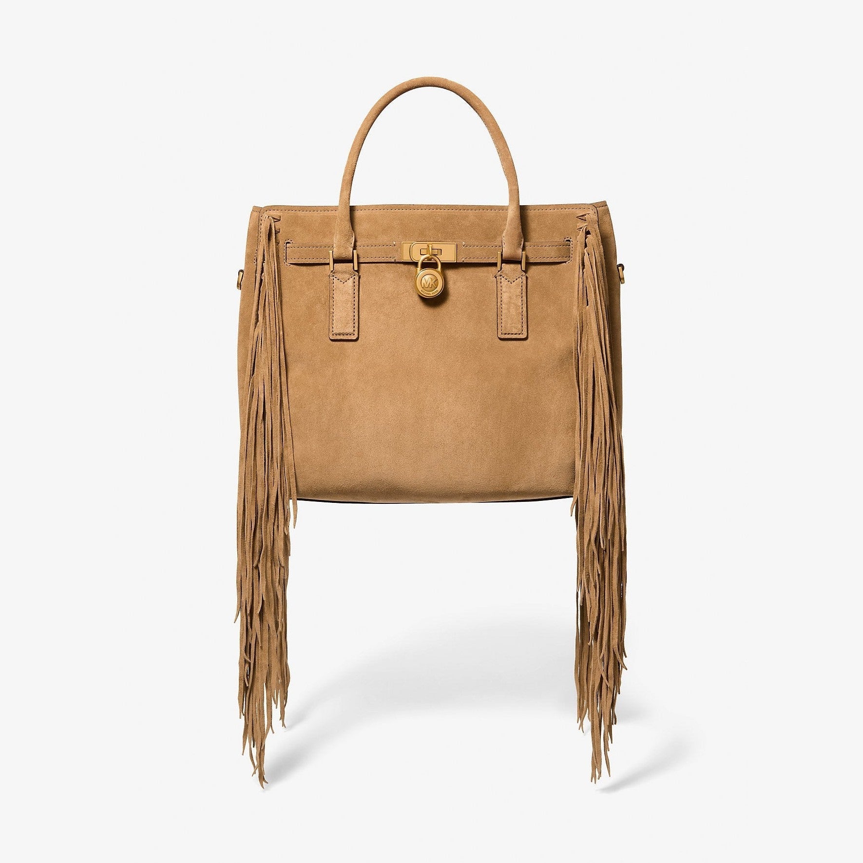 Michael Kors Hamilton Moderne Large Fringed Suede Satchel Husk