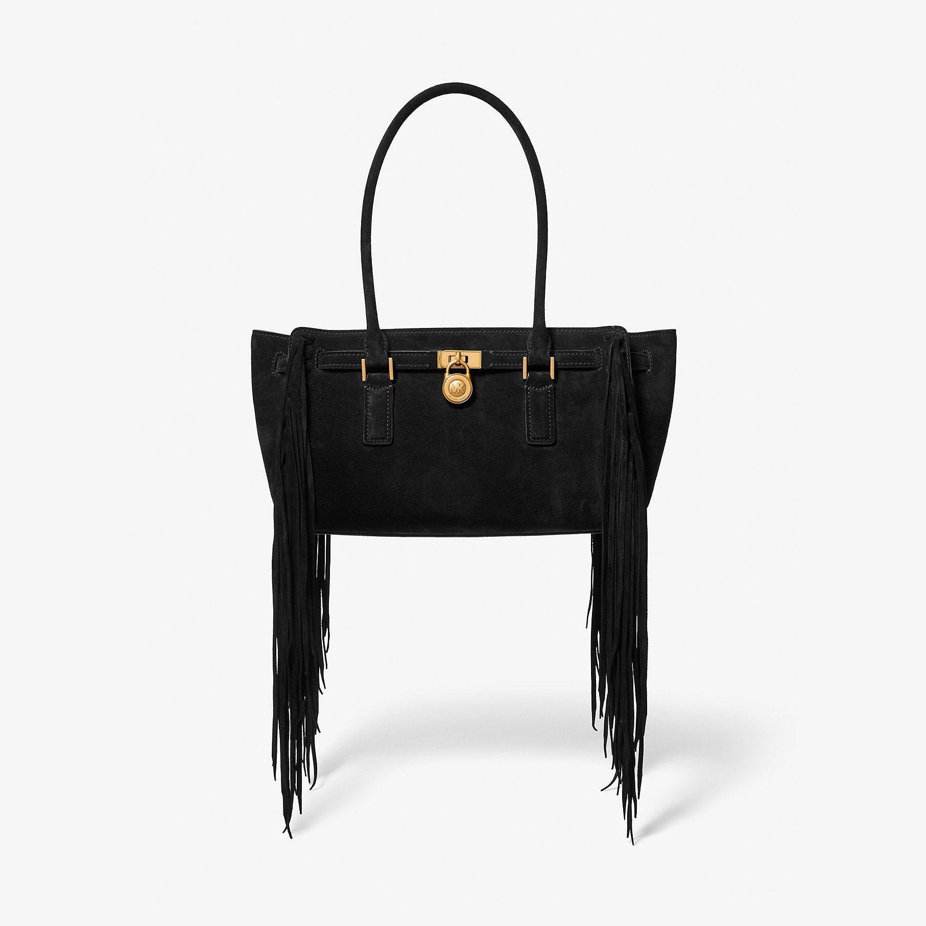 Michael Kors Hamilton Moderne Small Fringed Suede Satchel Black