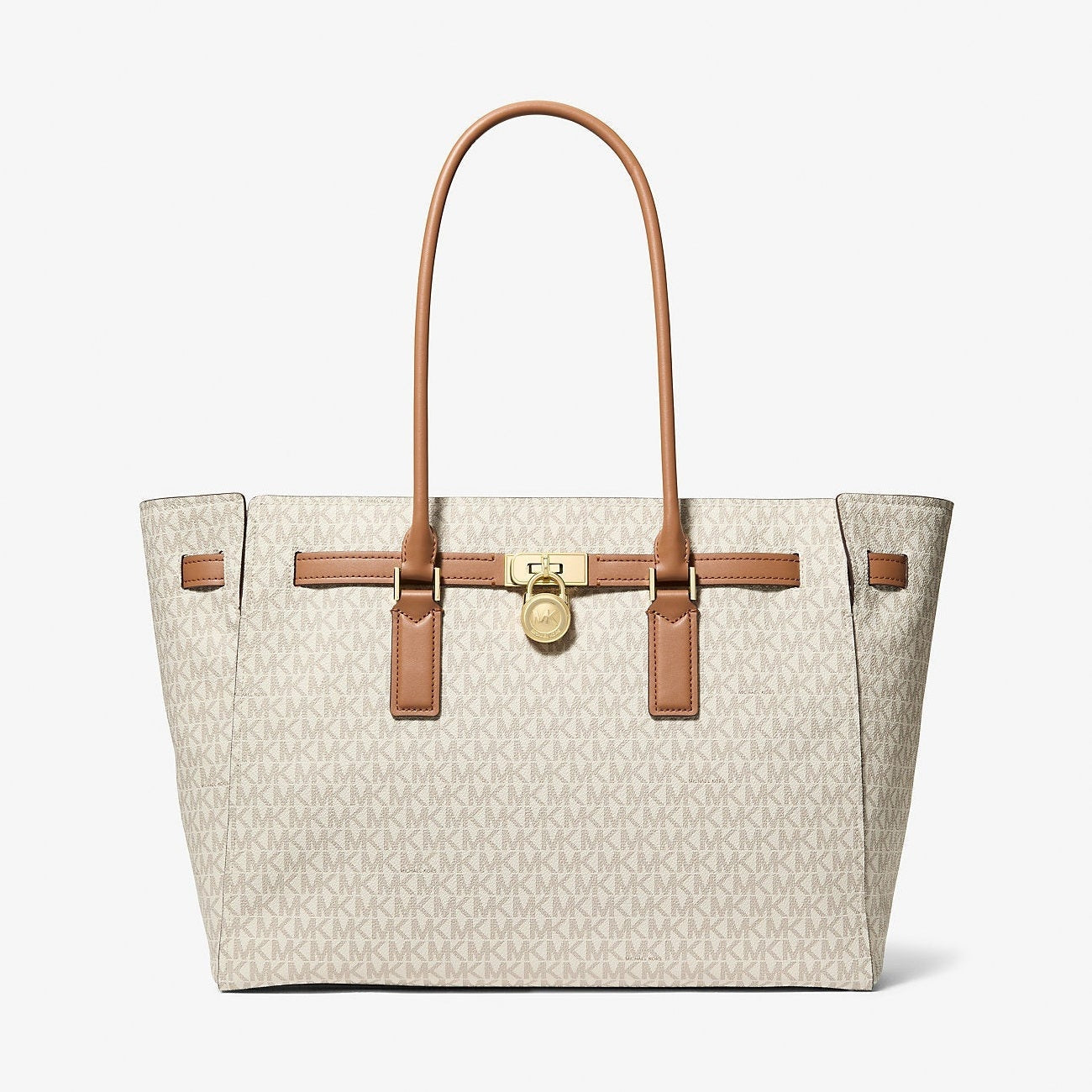 Michael Kors Hamilton Moderne Large Signature Logo Tote Bag Vanilla-Acorn