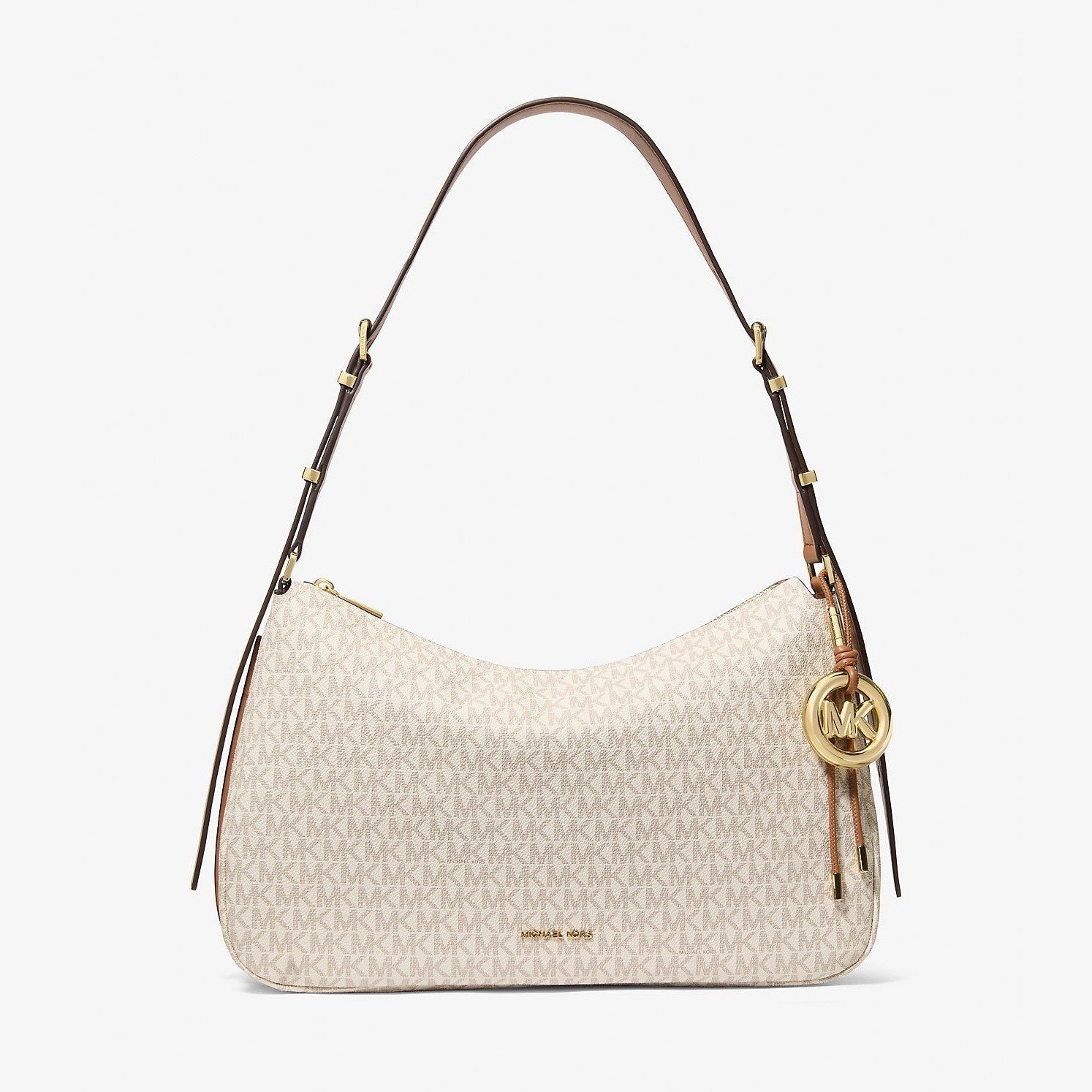 Michael Kors Nolita Medium Signature Logo Shoulder Bag Vanilla-Acorn