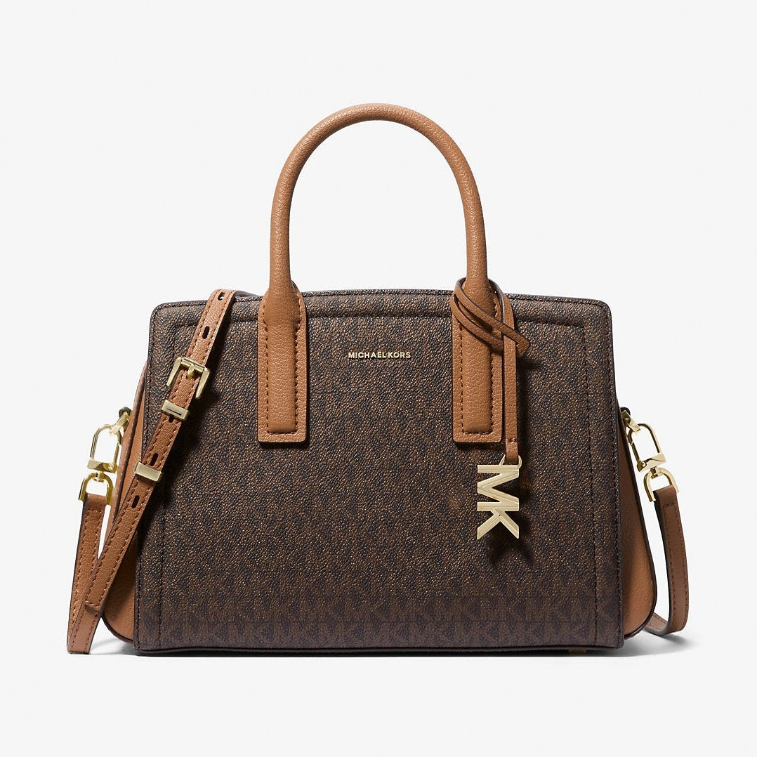 Michael Kors Laila Small Signature Logo Satchel Brn-Acorn