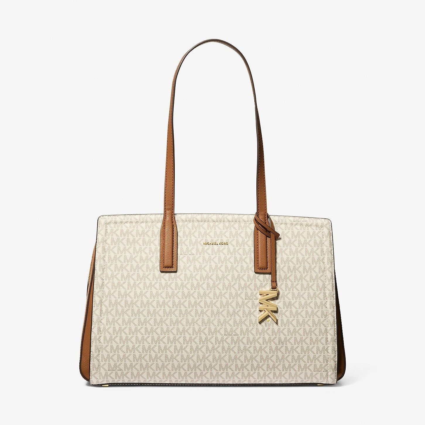 Michael Kors Laila Medium Signature Logo Tote Bag Vanilla-Acorn