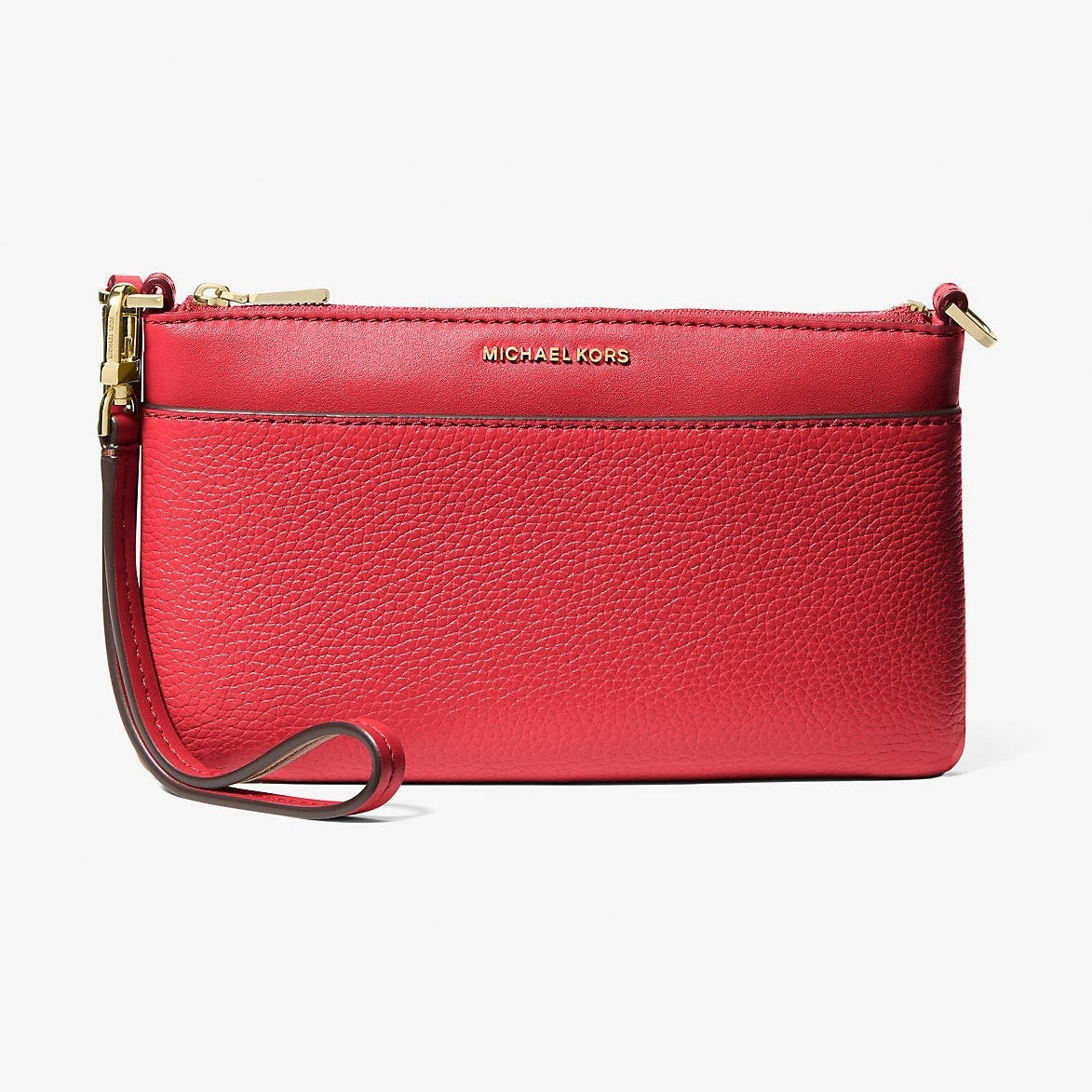 Michael Kors Jet Set Medium Pebbled Leather Wristlet Crimson