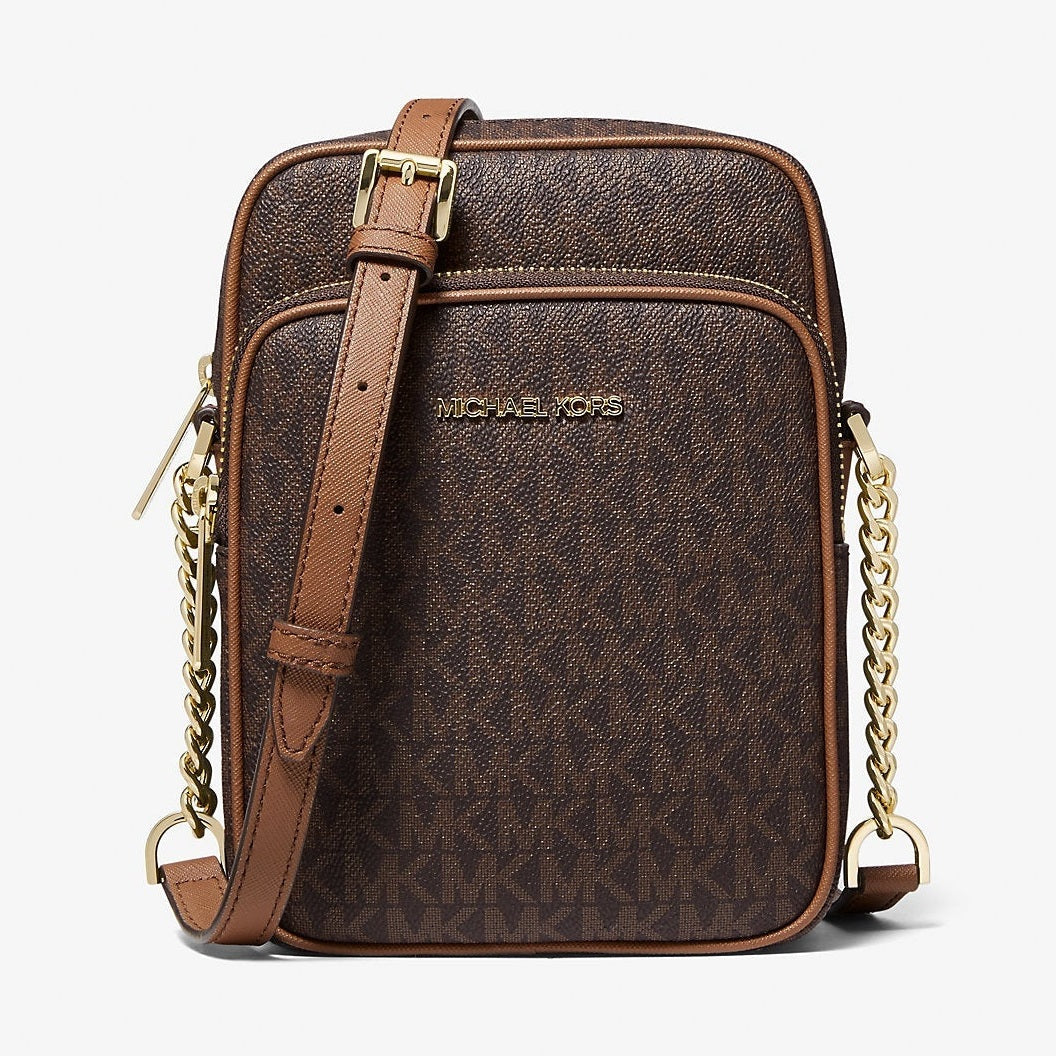 Michael Kors Jet Set Travel Medium Logo Crossbody Bag Brown
