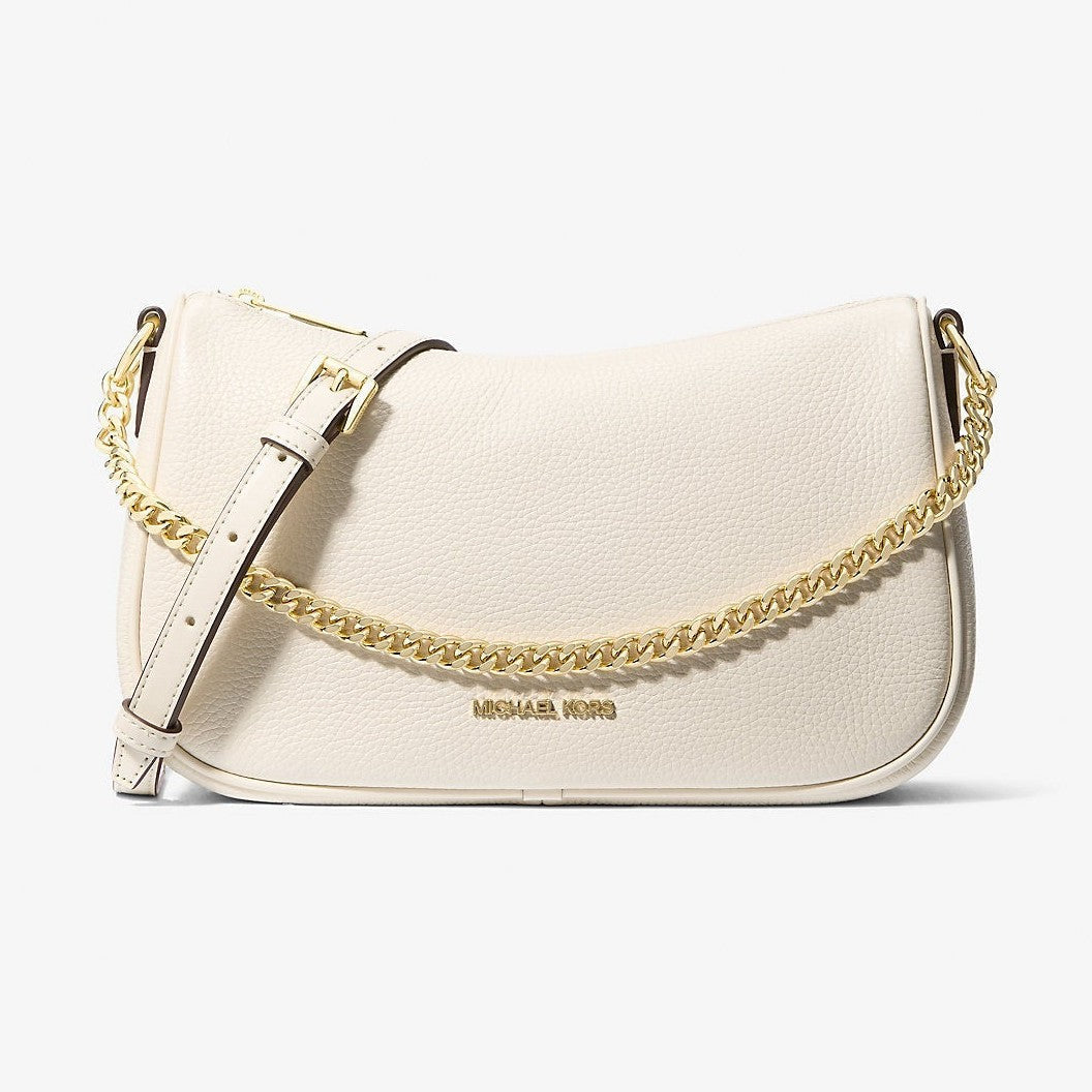 Michael Kors Carmela Medium Pebbled Leather Convertible Crossbody Bag Lt Cream